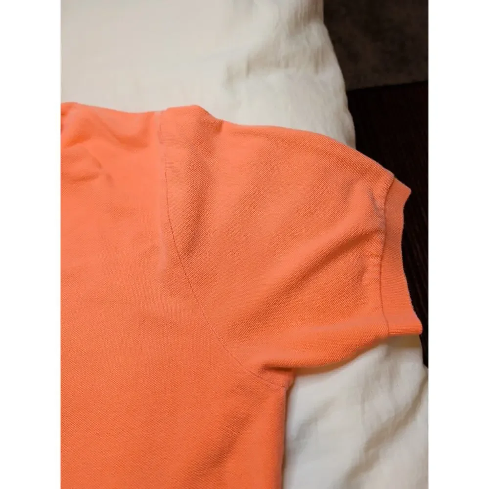 Polo Ralph Lauren Men's Polo Shirt Orange Short Sleeve Blue Pony Cotton Mesh XL
